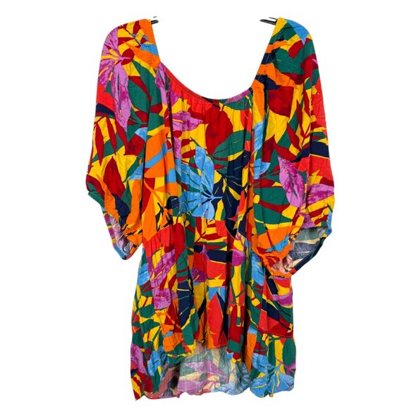 Terra & Sky Top Blouse Womens 4X Floral Multicolor Colorful Babydoll Tiered Boho - Picture 3 of 8